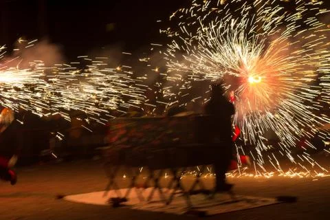 Feast of fire and devils, typical of Catalonia, Spain Stock Photos