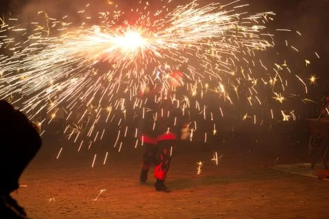 Feast of fire and devils, typical of Catalonia, Spain Stock Photos