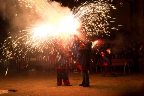 Feast of fire and devils, typical of Catalonia, Spain Stock Photos