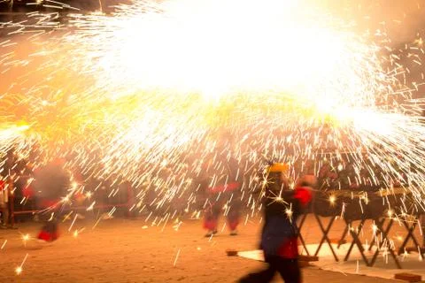 Feast of fire and devils, typical of Catalonia, Spain Stock Photos
