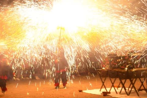 Feast of fire and devils, typical of Catalonia, Spain Stock Photos