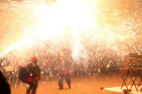 Feast of fire and devils, typical of Catalonia, Spain Foto stock