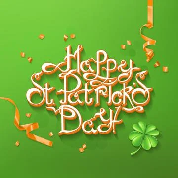 Feast of Saint Patrick. Lettering 3d vector Stock Illustration