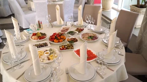 Feast table with treats Video stock 270124243