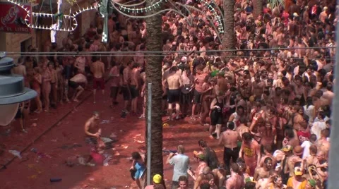 Feast of the tomatina at Spain Stock Footage 52966602