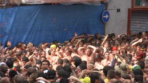 Feast of the tomatina at Spain Stock Footage 52966935