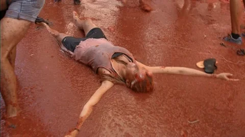 Feast of the tomatina at Spain Stock Footage 52967021