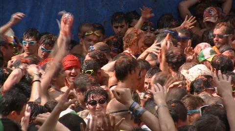 Feast of the tomatina at Spain 库存影片 52967070
