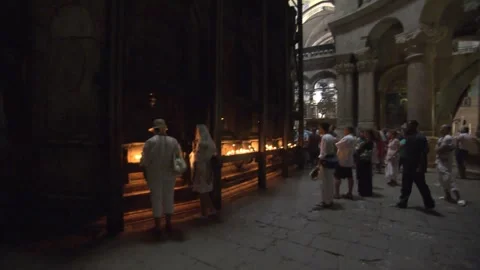 Feast of the Transfiguration, Holy Sepulchre Aedicule, Jerusalem, Israel Stock Footage 322557594