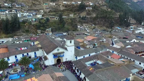 Feast of the Virgen del Carmen procession in Paucartambo Peru Stock Footage 122344913