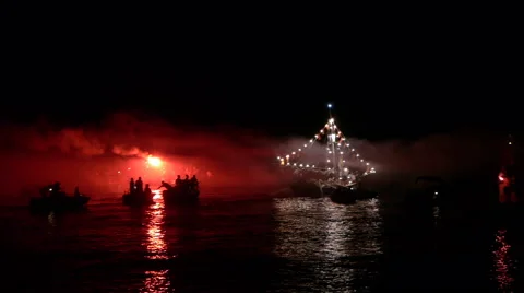 Feast of the Virgin in almuñecar in July Stock Footage 40357337