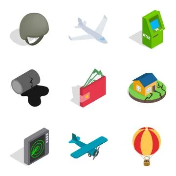 Feat icons set, isometric style Stock Illustration