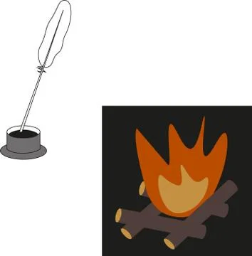 Feather and bonfire 스톡 일러스트