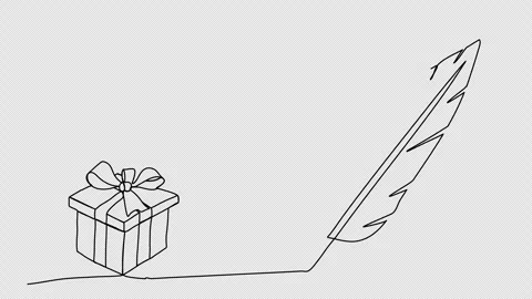 Feather and a gift box one line drawing animation. Video clip with alpha channel Stock-Footage 259070049