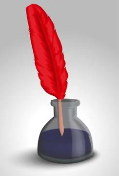 Feather and ink bottle Stock Illustration