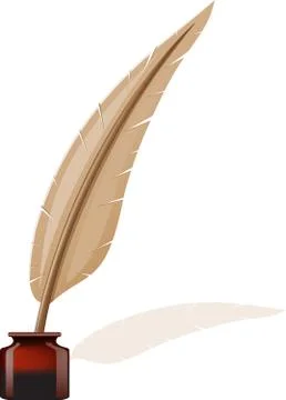 Feather and ink-pot Stock Illustration