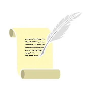 Feather And Scroll Icon Stock Illustration