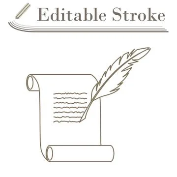 Feather And Scroll Icon Stock Illustration