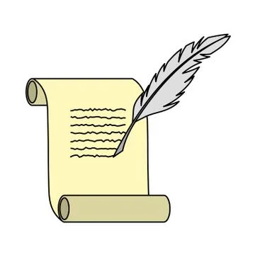 Feather And Scroll Icon Stock Illustration