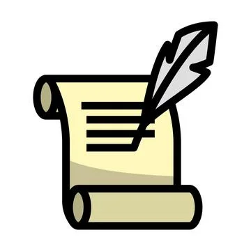 Feather And Scroll Icon Stock Illustration