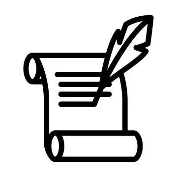 Feather And Scroll Icon Stock Illustration