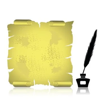 Feather and scroll Illustration