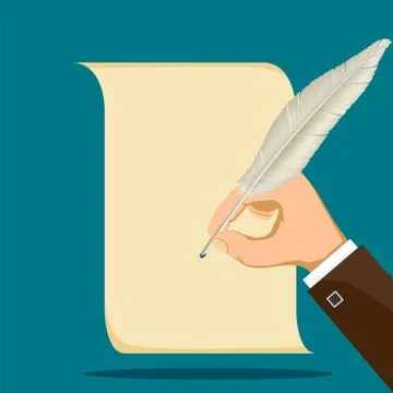 Feather and a sheet of paper Stock Illustration