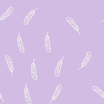Feather bird line seamless pattern Stock Illustration
