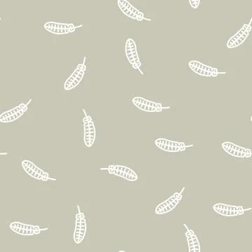 Feather bird line vector seamless pattern Stock Illustration