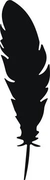 Feather bird. Plumelet Feathers vector in a flat style. Pen icon. Black qui.. Stock Illustration