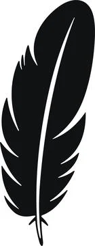 Feather bird. Plumelet Feathers vector in a flat style. Pen icon. Black qui.. Stock Illustration