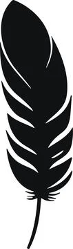 Feather bird. Plumelet Feathers vector in a flat style. Pen icon. Black qui.. Stock Illustration