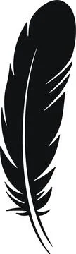 Feather bird. Plumelet Feathers vector in a flat style. Pen icon. Black qui.. Stock Illustration