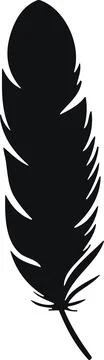 Feather bird. Plumelet Feathers vector in a flat style. Pen icon. Black qui.. Stock Illustration
