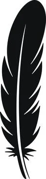 Feather bird. Plumelet Feathers vector in a flat style. Pen icon. Black qui.. Stock Illustration