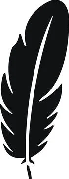 Feather bird. Plumelet Feathers vector in a flat style. Pen icon. Black qui.. Stock Illustration