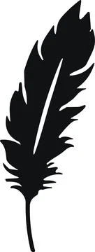 Feather bird. Plumelet Feathers vector in a flat style. Pen icon. Black qui.. Stock Illustration