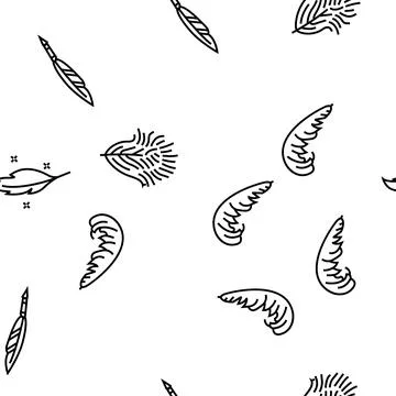 Feather bird soft quil fluffy vector seamless pattern Illustrazione stock