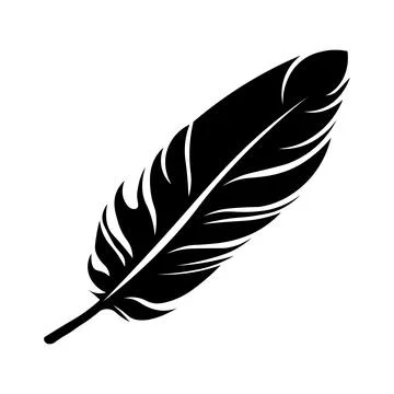 Feather black vector icon on white background Illustrazione stock
