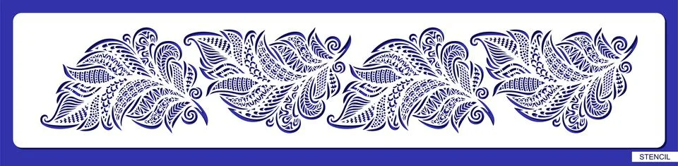 Feather border stencil.  Stock Illustration