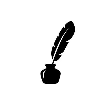 Feather in bottle of ink Illustrazione stock