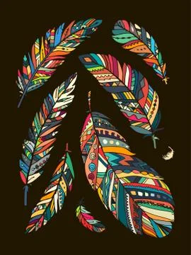 Feather collection for your design Stock Illustration