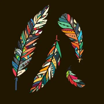 Feather collection for your design Stock Illustration