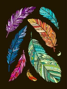 Feather collection for your design Stock Illustration