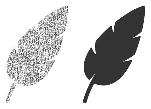 Feather Composition of Binary Digits Illustrazione stock