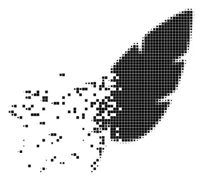 Feather Dissolved Pixel Icon Stock Illustration