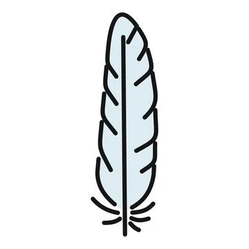Feather doodle outline light blue graphic icon Stock Illustration