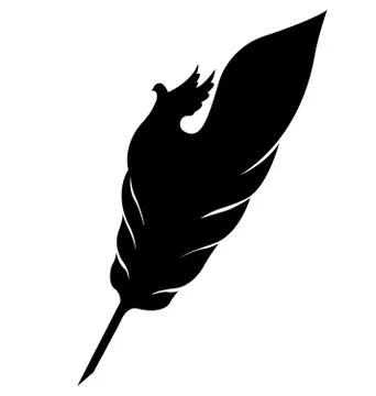 Feather With Dove Silhouette Ilustración de archivo