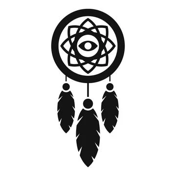 Feather dream catcher icon simple . Indian native Stock Illustration