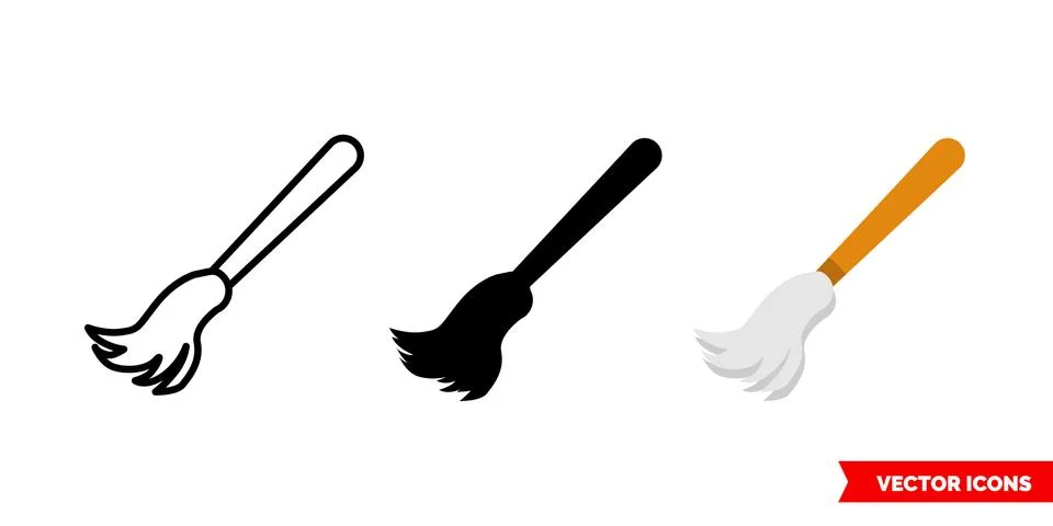 Feather duster icon of 3 types. Isolated vector sign symbol. Stock Illustration